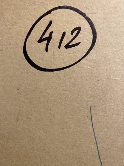 Black ink 412 circled on back of Oil painting Kherson Museum Mikhail Kobylenkov