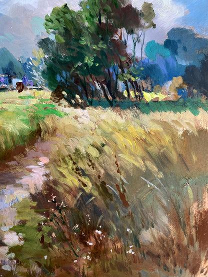 Vibrant impressionistic oil painting of wheat field by Yuriy Suprunchuk