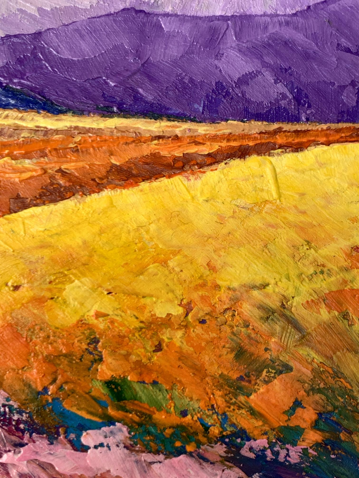 Vibrant impressionist oil painting Sun over the mountains by V. Zadorozhnya