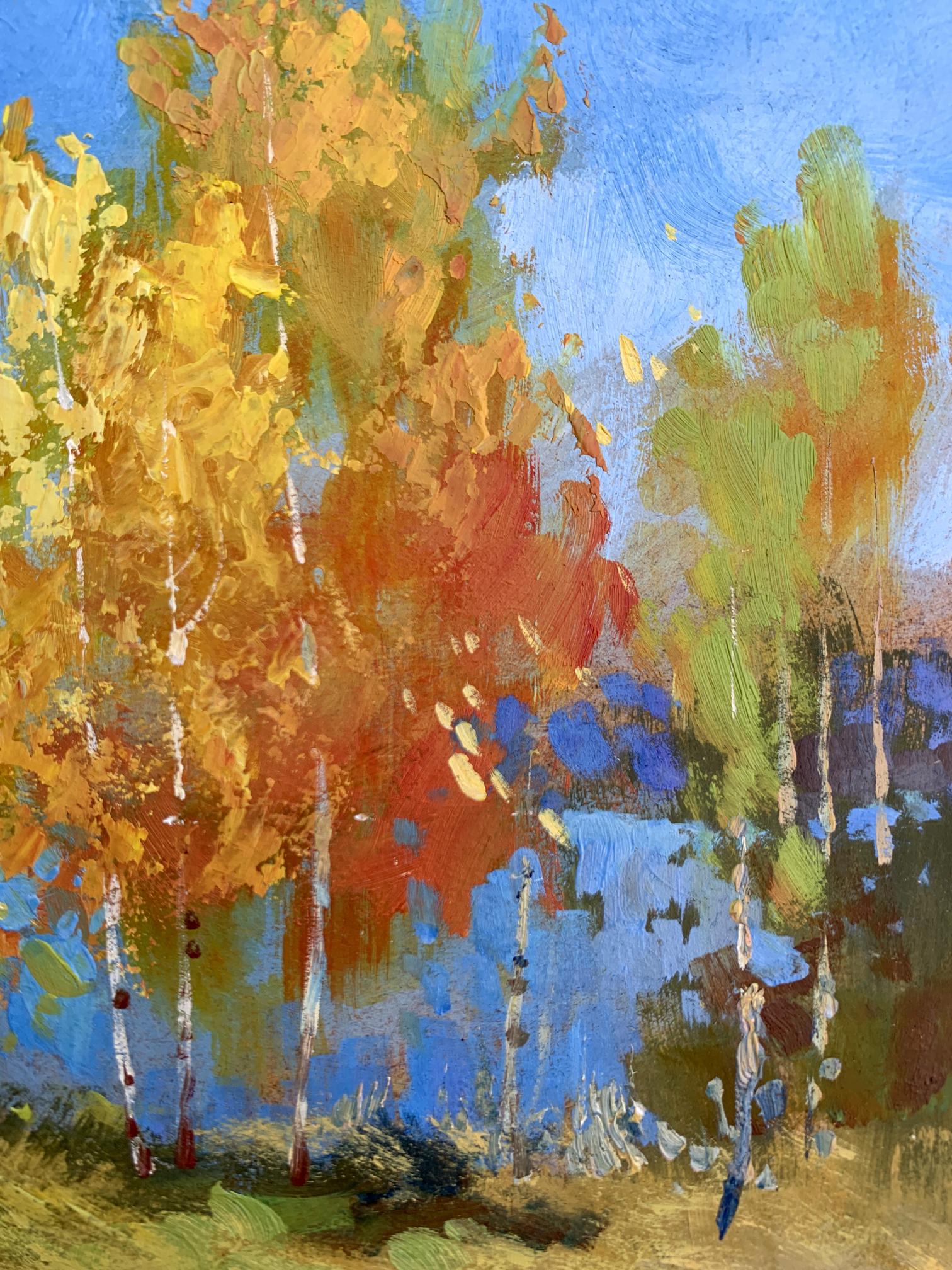 Vibrant impressionist oil painting Early autumn morning by Yuriy Suprunchuk