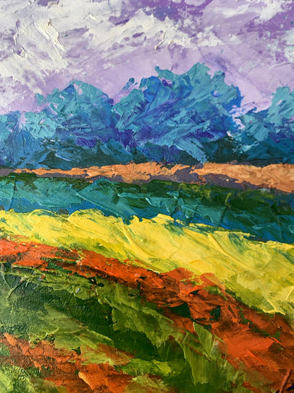 Vibrant impressionist oil painting of cloudy sunny day by V. Zadorozhnya