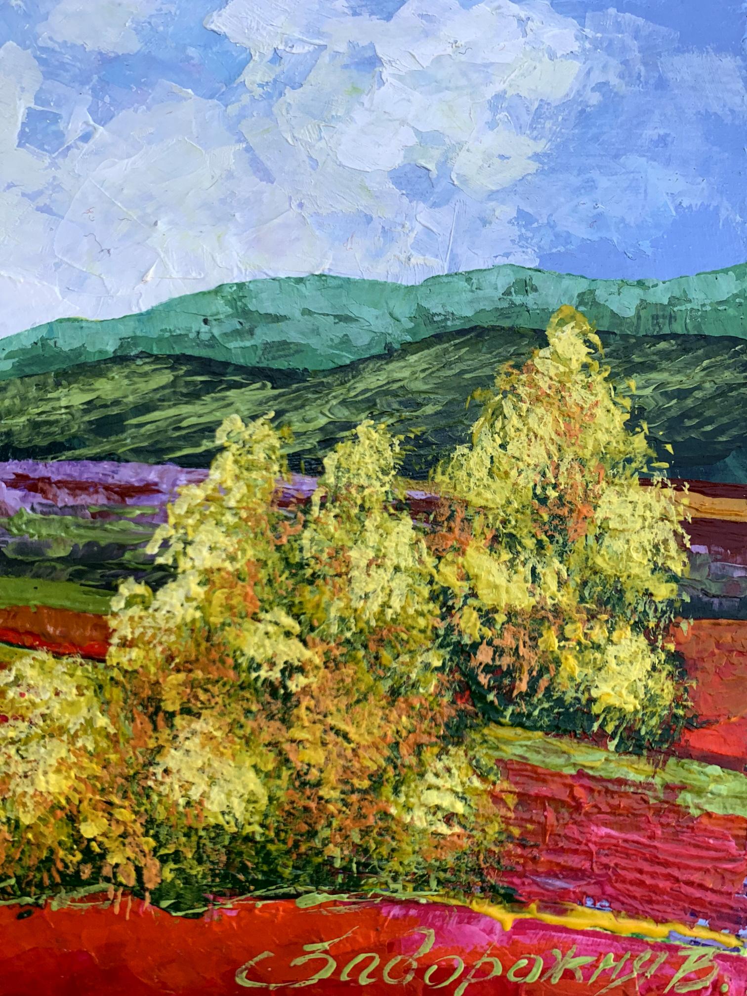 Vibrant impressionist oil painting Walk in the mountains by V. Zadorozhnya