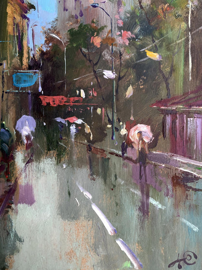 Vibrant impressionist oil painting City Bustle by Yuriy Suprunchuk