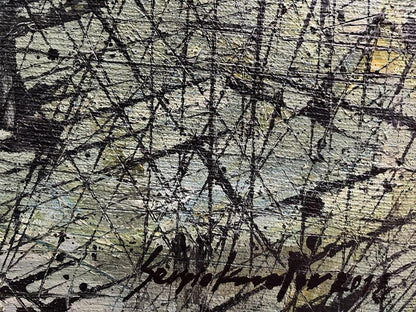 Oil painting Graphic of the Cities by Serhiy Kovalev with bold black lines