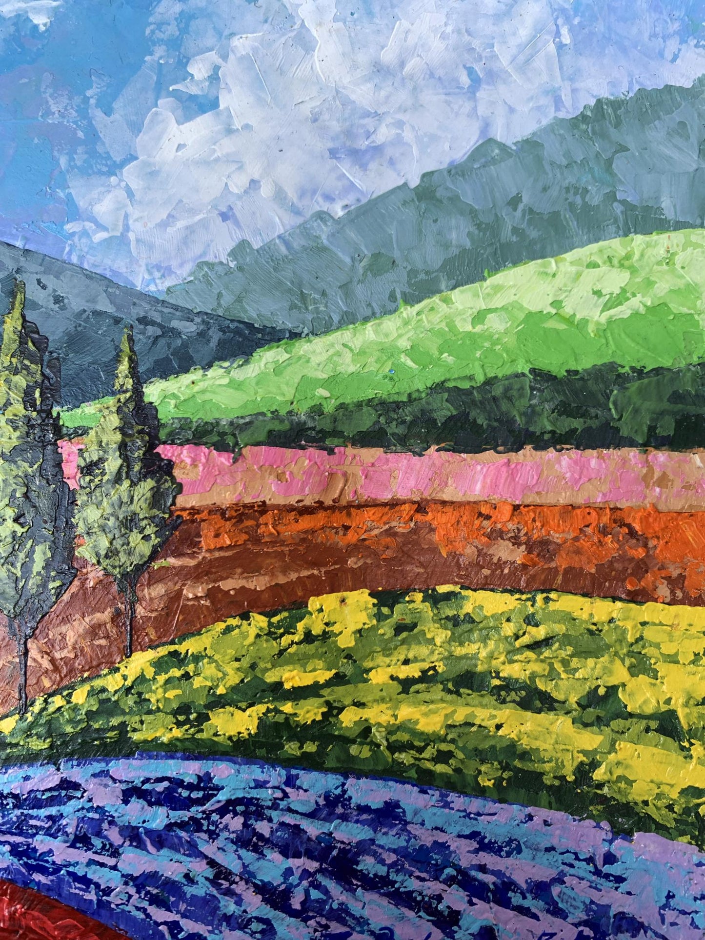 Vibrant Oil Painting Mountain Glade by V. Zadorozhnya impressionist landscape