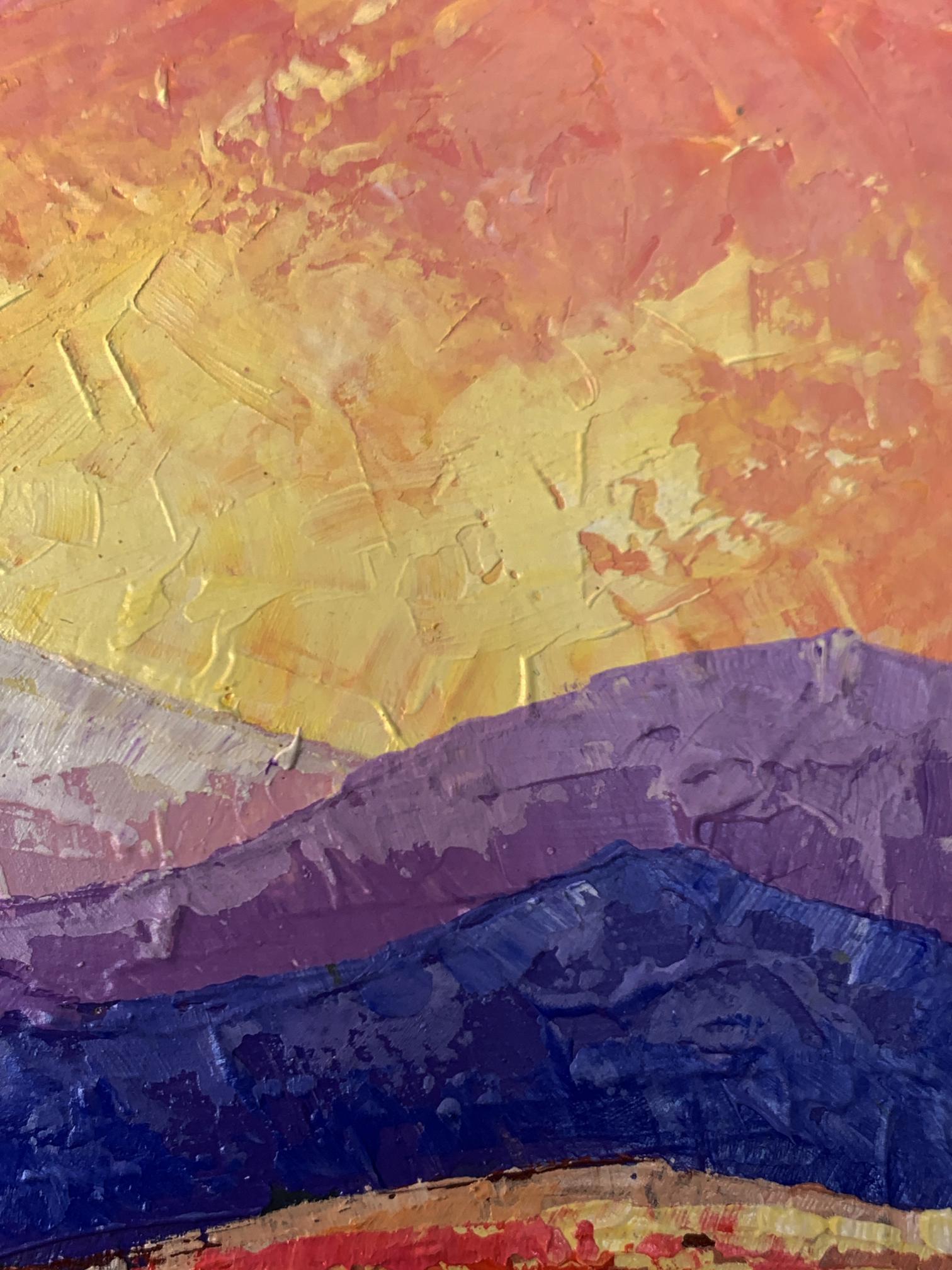 Textured Crimson Sunset in the Mountains oil painting by V. Zadorozhnya