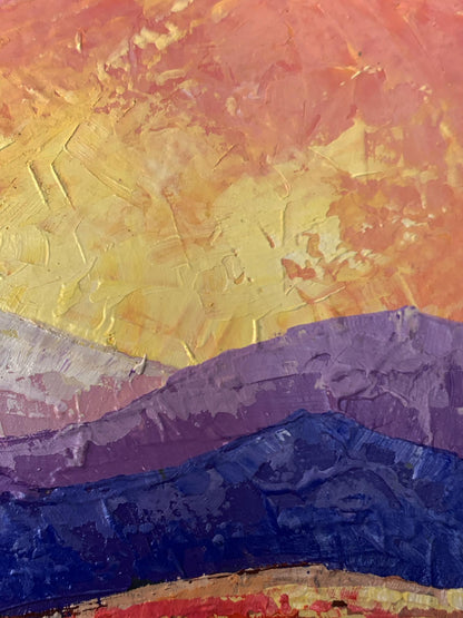 Textured Crimson Sunset in the Mountains oil painting by V. Zadorozhnya