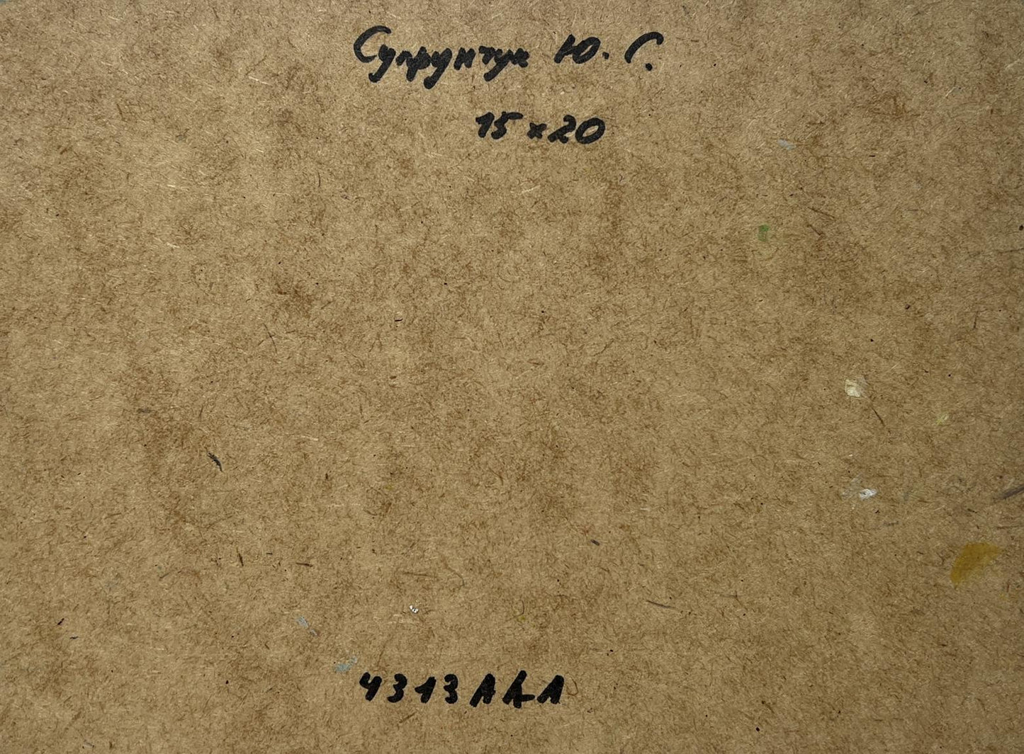 Back of Yuriy Suprunchuk Oil painting Autumn melancholy with brown cardboard inscription
