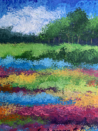Vibrant impressionist oil painting Fields of flowers by V. Zadorozhnya