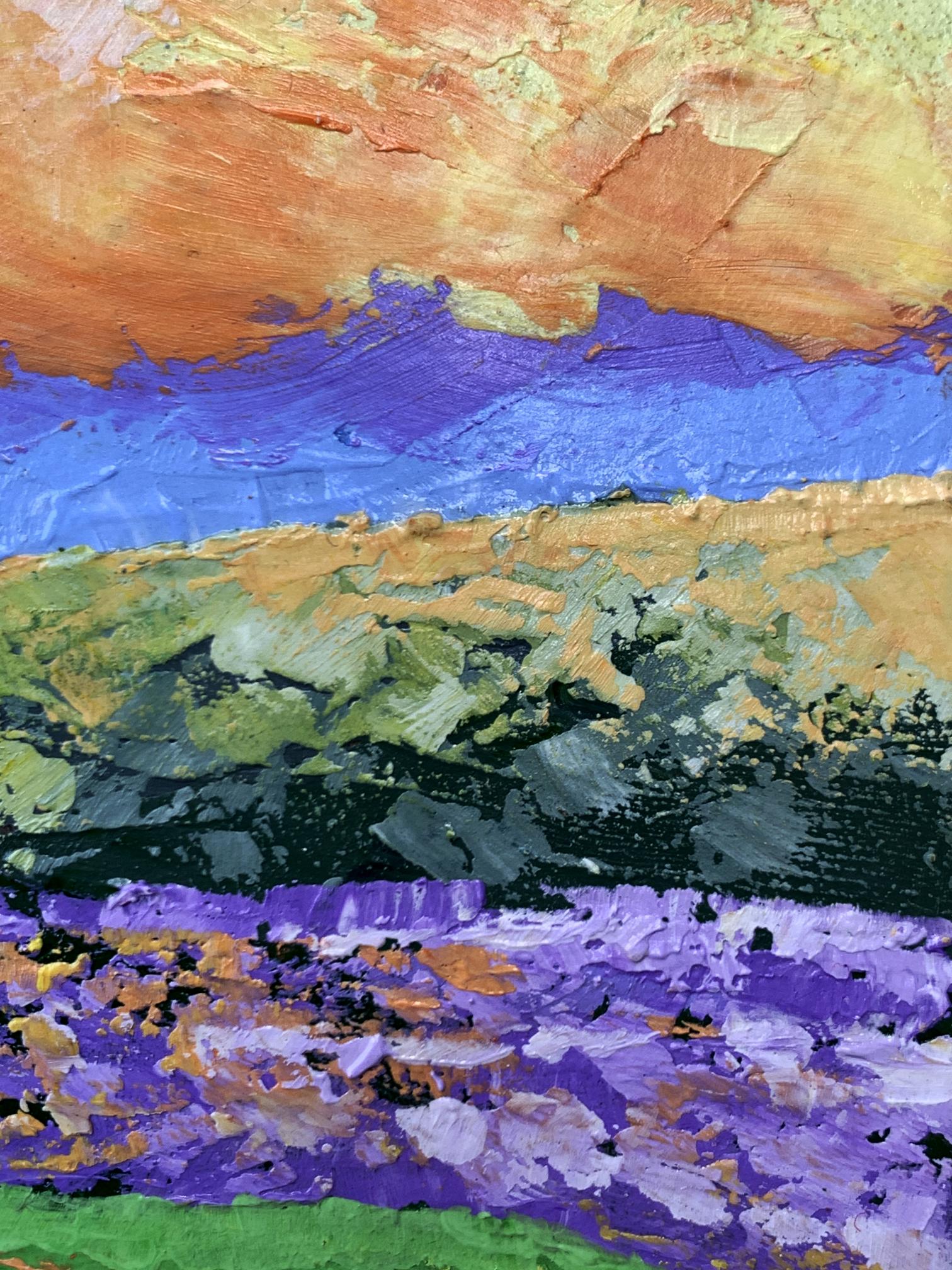 Oil painting Yellow clouds V. Zadorozhnya vibrant abstract landscape impasto