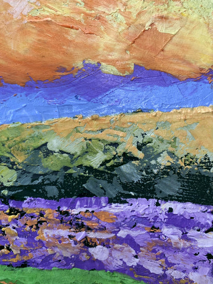 Oil painting Yellow clouds V. Zadorozhnya vibrant abstract landscape impasto