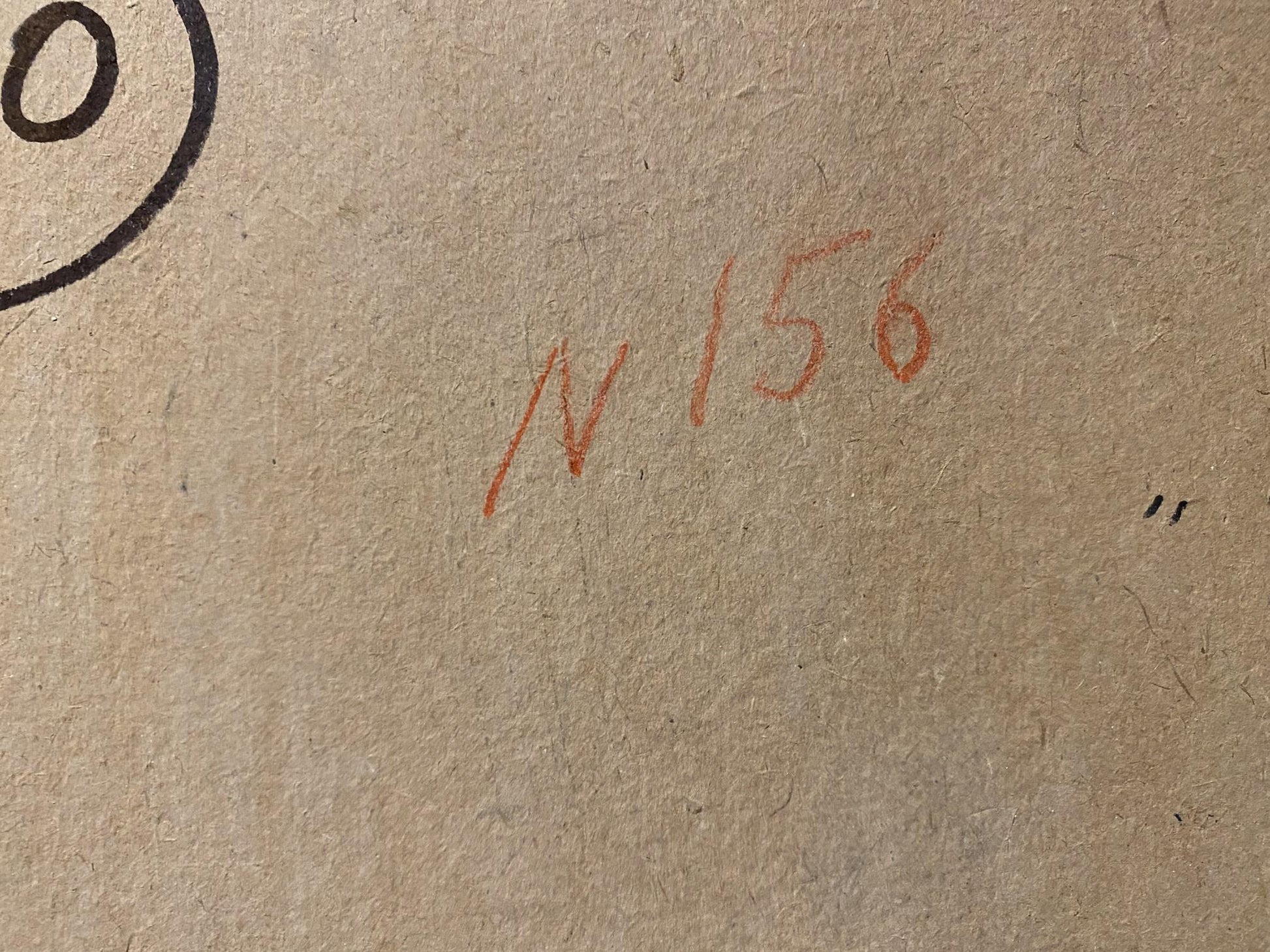 Back of Stanislav Petrashevsky oil painting with orange ink n156 on brown paper