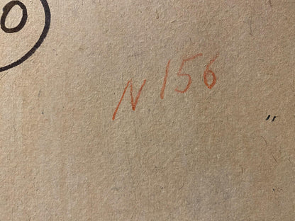 Back of Stanislav Petrashevsky oil painting with orange ink n156 on brown paper
