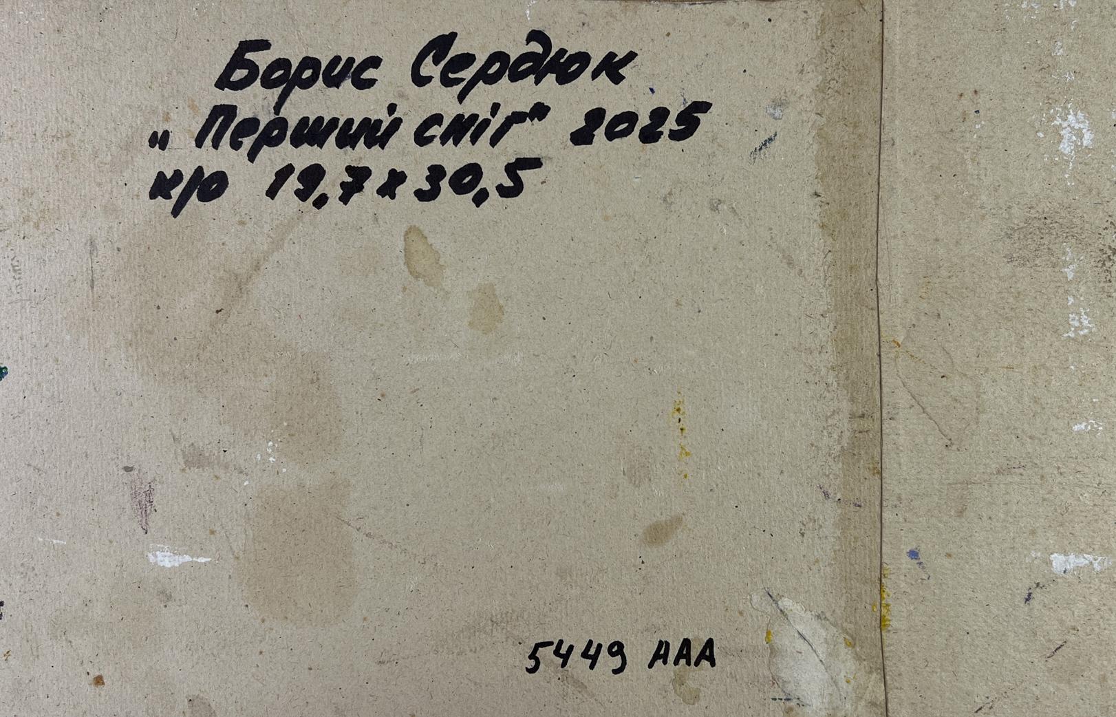 Back of Boris Serdyuk oil painting Silent cover with beige canvas inscription
