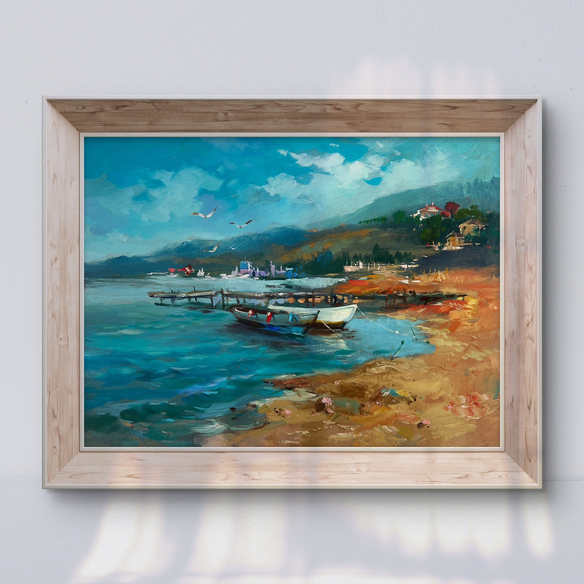 Framed Oil painting Hidden corner by the sea by Yuriy Suprunchuk coastal landscape