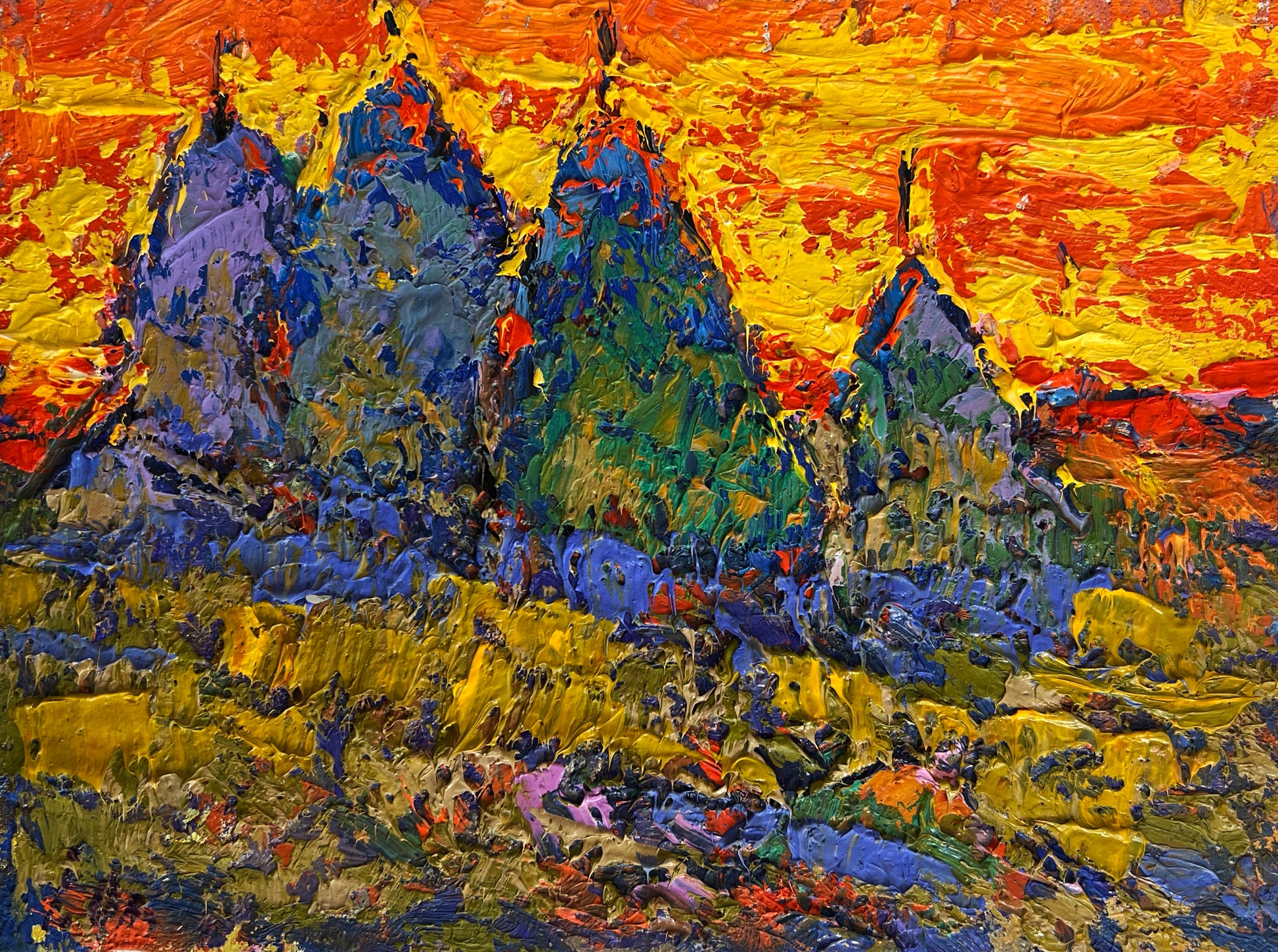 Vibrant impressionist jagged peaks by Oleksiy & Oksana Ivaniuk, wholesale fine art
