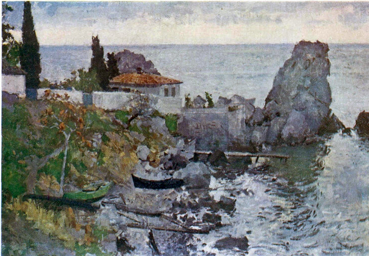 Vintage impressionistic coastal landscape by Volodymyr Synytskyi