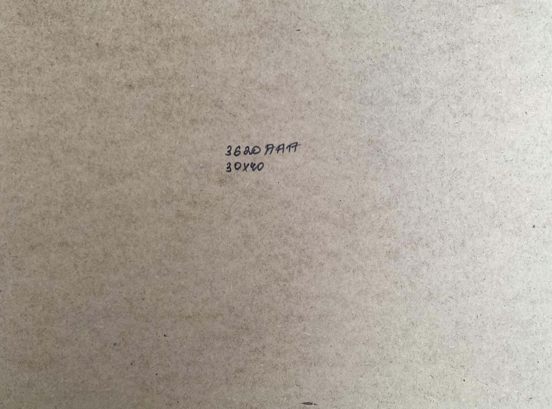 Handwritten inscription on back of Yuriy Suprunchuk oil painting, textured beige paper