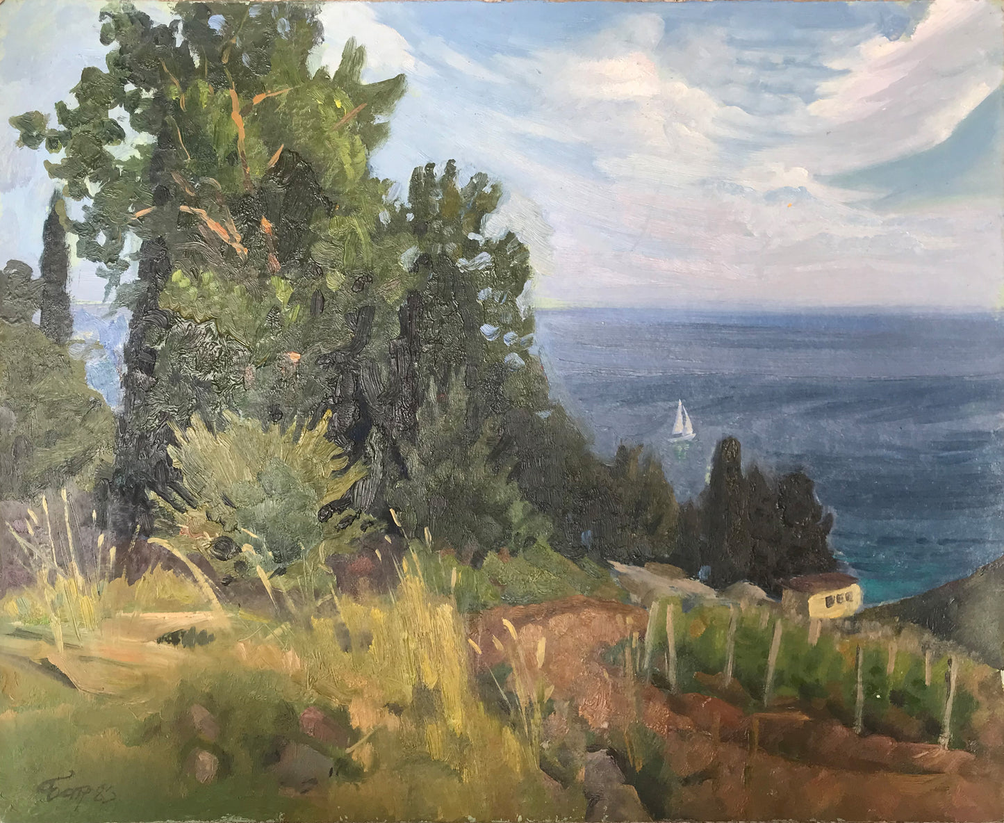 Vibrant impressionistic coastal painting by Vladimir Batrakov, wholesale fine art