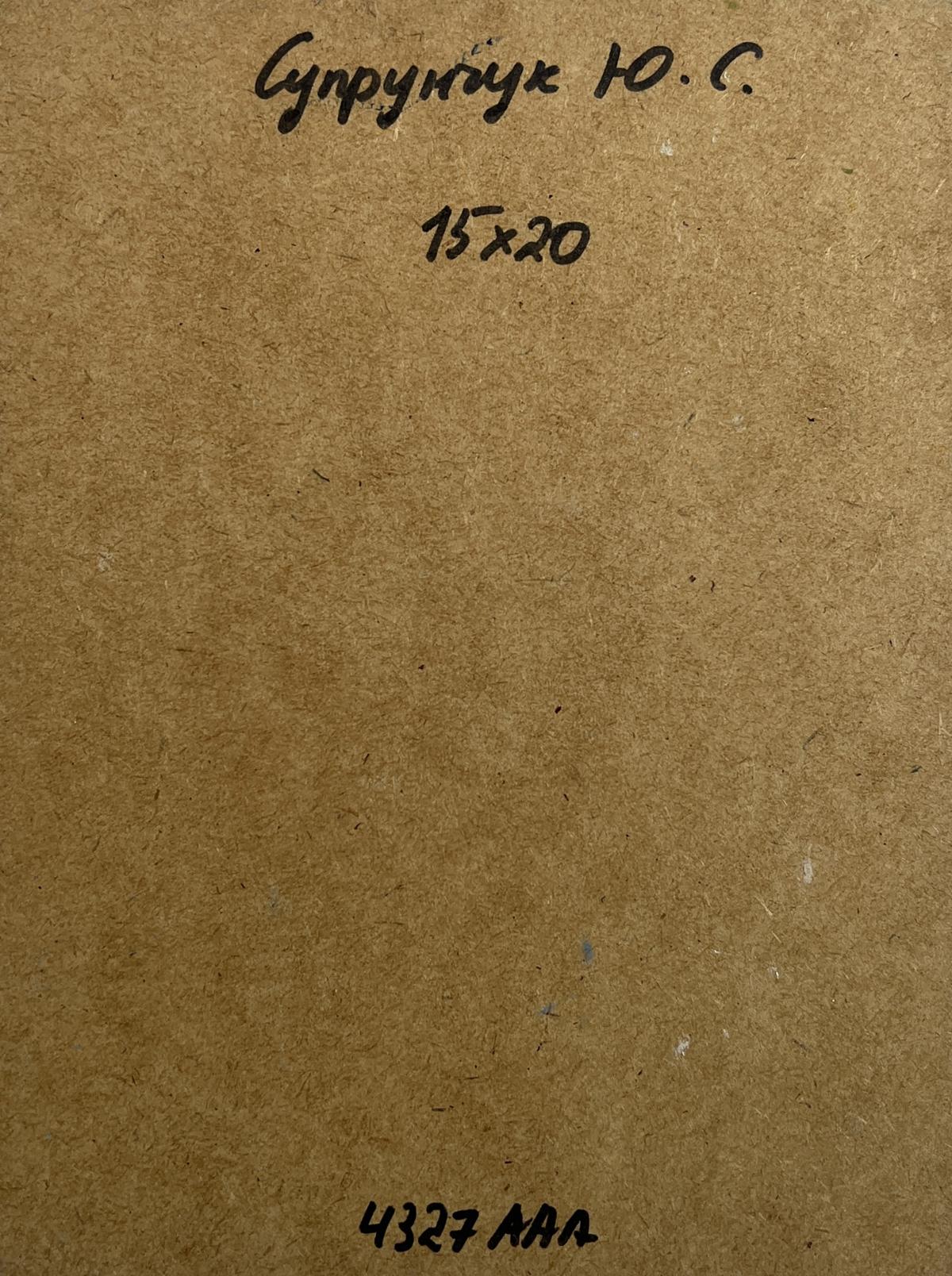 Back of Yuriy Suprunchuk oil painting Shadows of a City Street with Cyrillic text