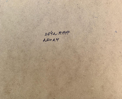 Back of Yuriy Suprunchuk 10x14 oil painting with handwritten 3642 raa label