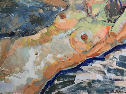 Acrylic painting  expressionism nude Woman portrait  Serhiy Kovalev Artwork for Sale    