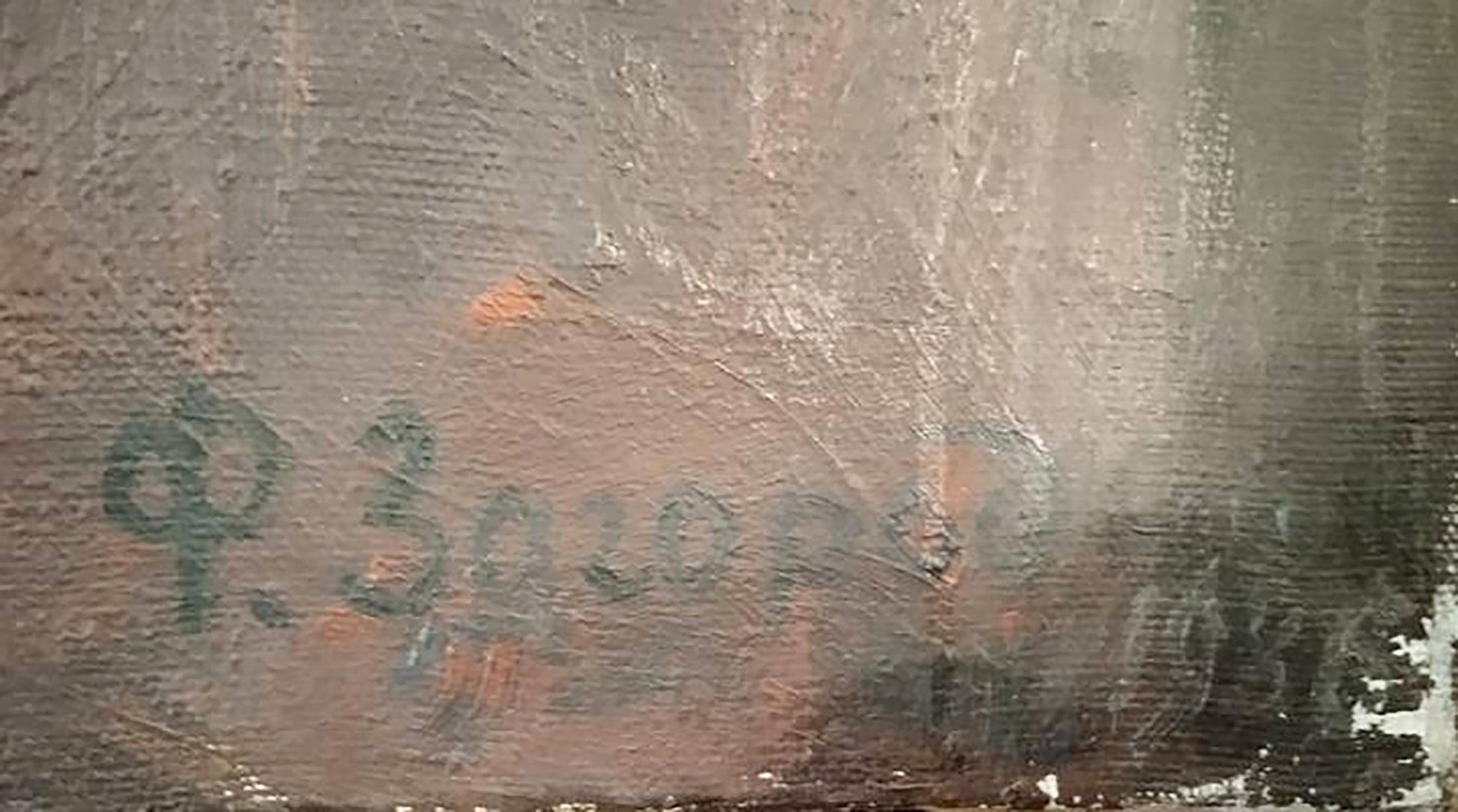 Faded green signature and date on back of Fedor Zagorodnyuk Lenin oil painting
