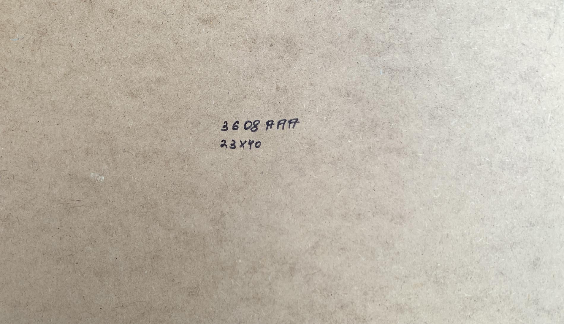 Back of Yuriy Suprunchuk oil painting on beige textured paper with handwritten markings
