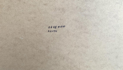 Back of Yuriy Suprunchuk oil painting on beige textured paper with handwritten markings