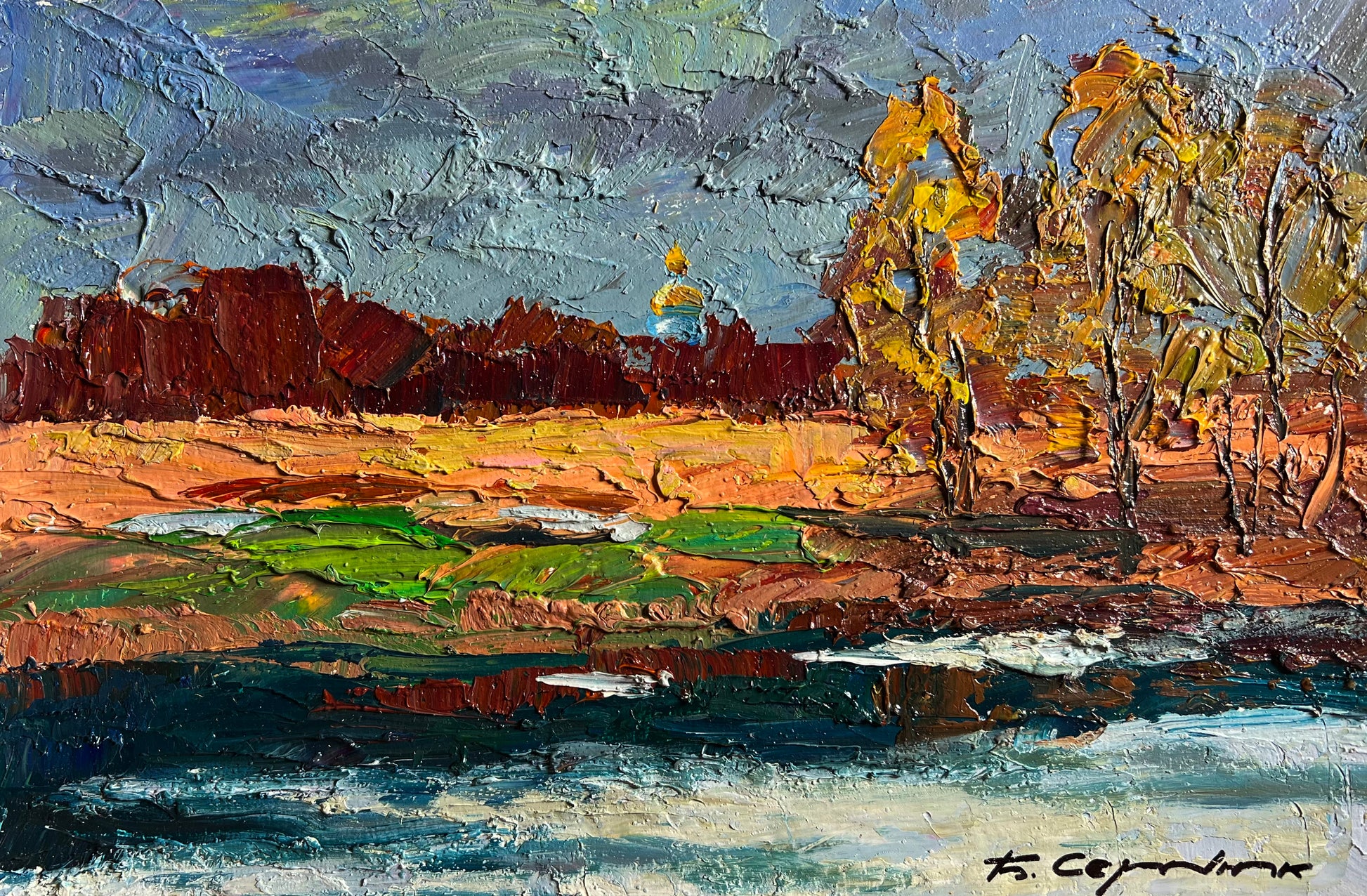 Vibrant impressionistic autumn landscape by Boris Serdyuk, wholesale fine art