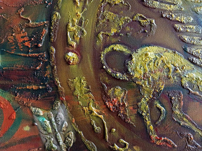 Abstract oil painting Scythian legend by Anatoly Tarabanov, textured earthy tones