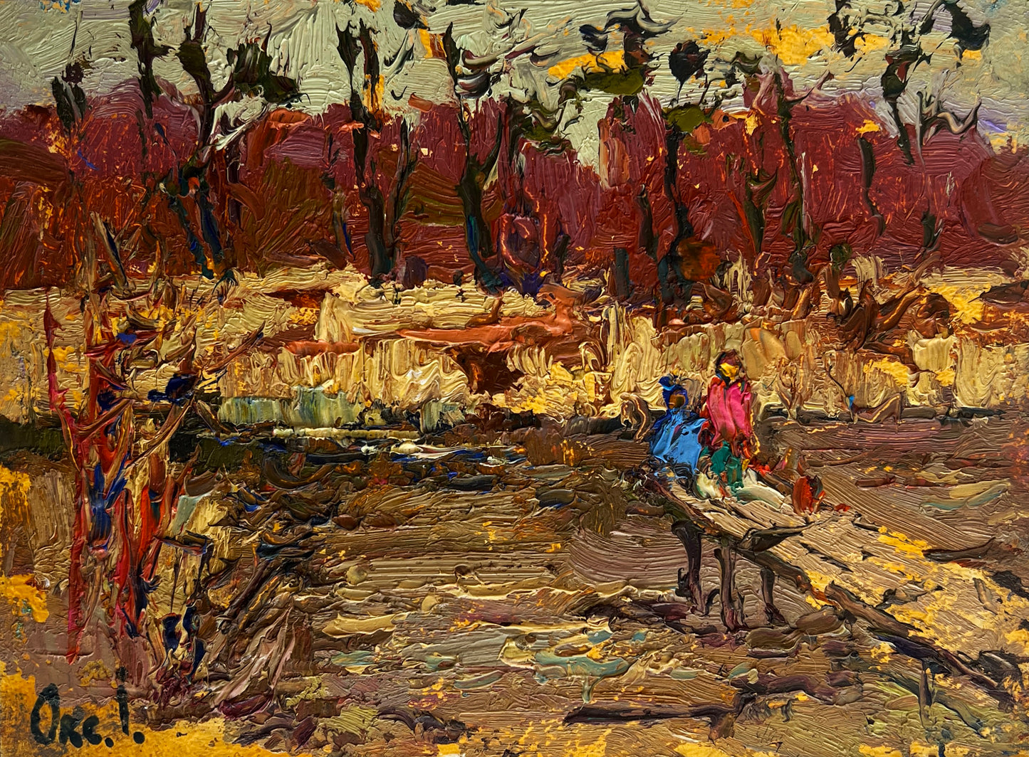 Vibrant Oleksiy & Oksana Ivaniuk impressionist autumn landscape painting