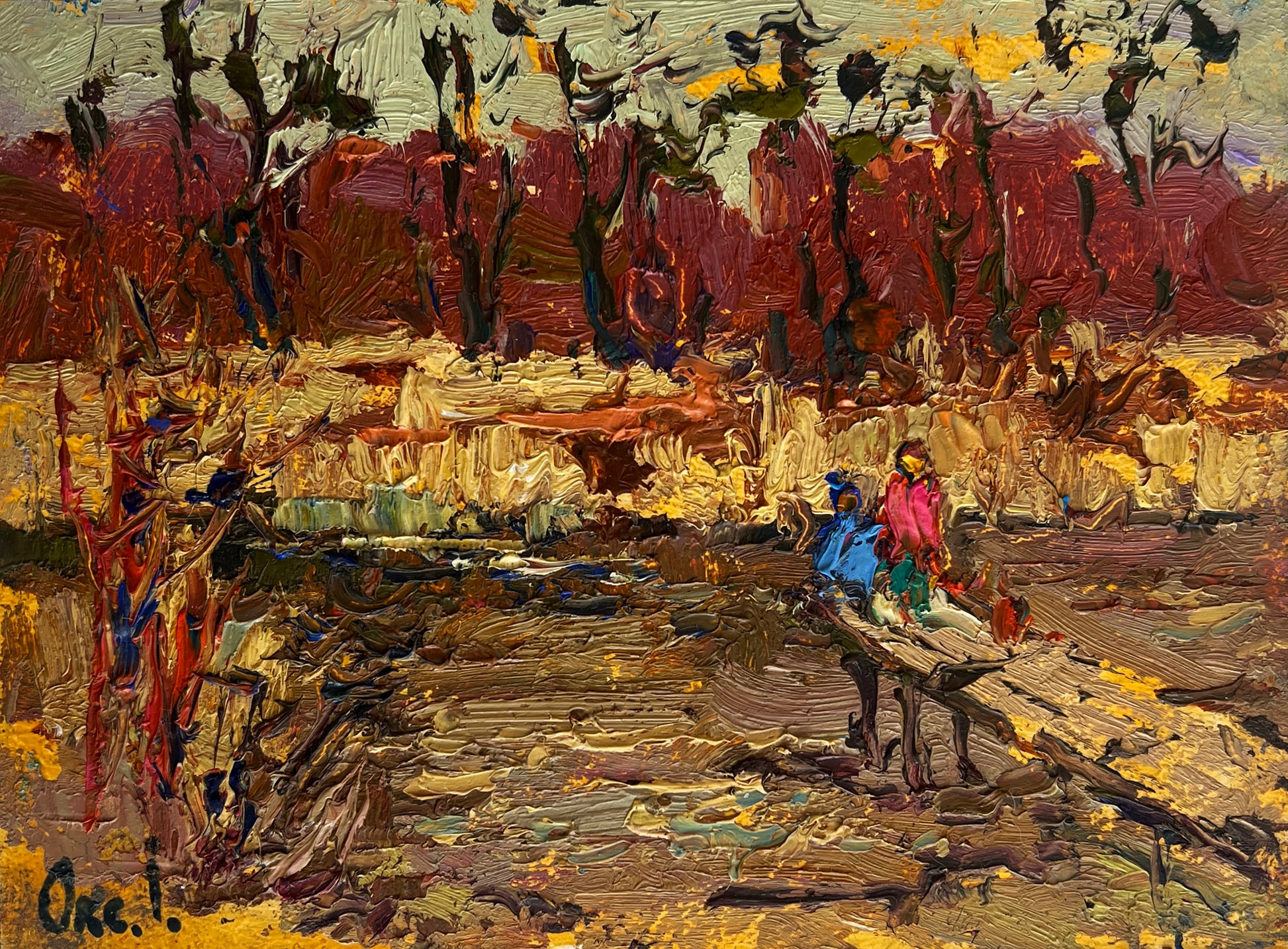 Vibrant Oleksiy & Oksana Ivaniuk impressionist autumn landscape painting