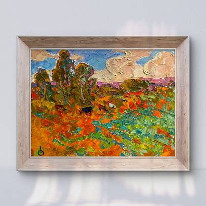 Oil painting Autumn Steppe Horizon by Alex Ivanyuk in wood frame