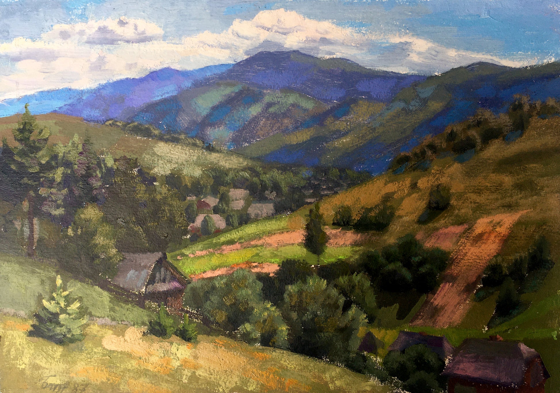 Serene Vladimir Batrakov mountain landscape painting, wholesale originals