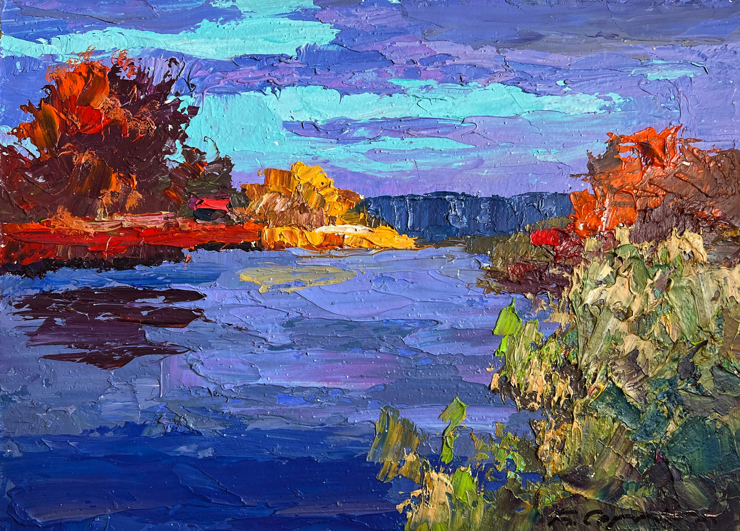 Vibrant impressionist landscape by Boris Serdyuk, wholesale fine art $95 each