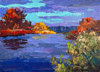 Vibrant impressionist landscape by Boris Serdyuk, wholesale fine art $95 each