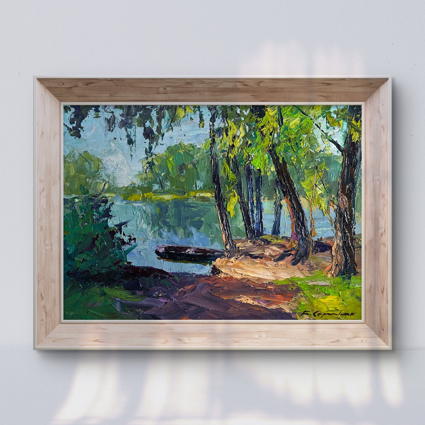 Framed impressionist oil painting A secluded place in nature by Boris Serdyuk