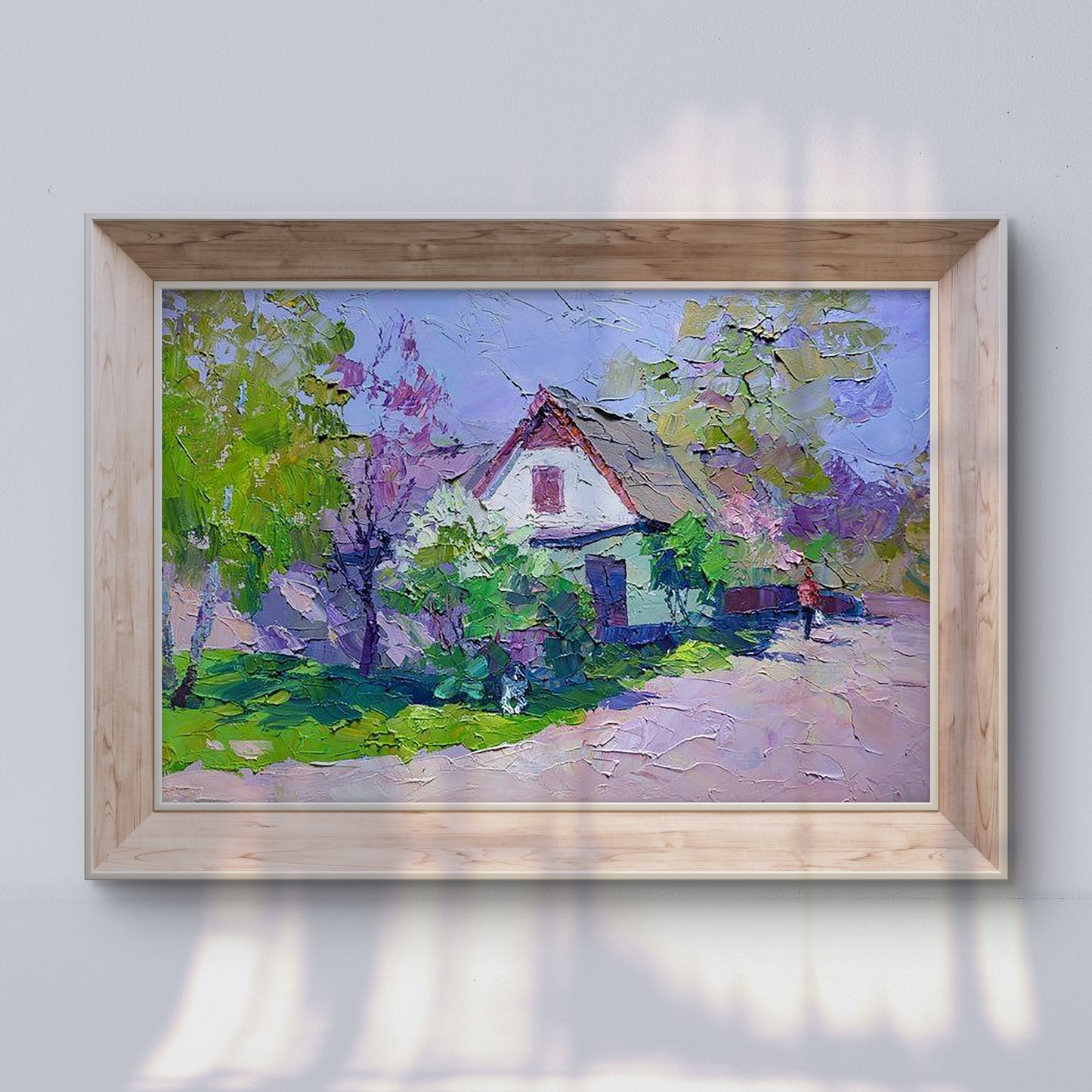 Framed impressionist oil painting of white lilac bush by Serdyuk Boris Petrovich