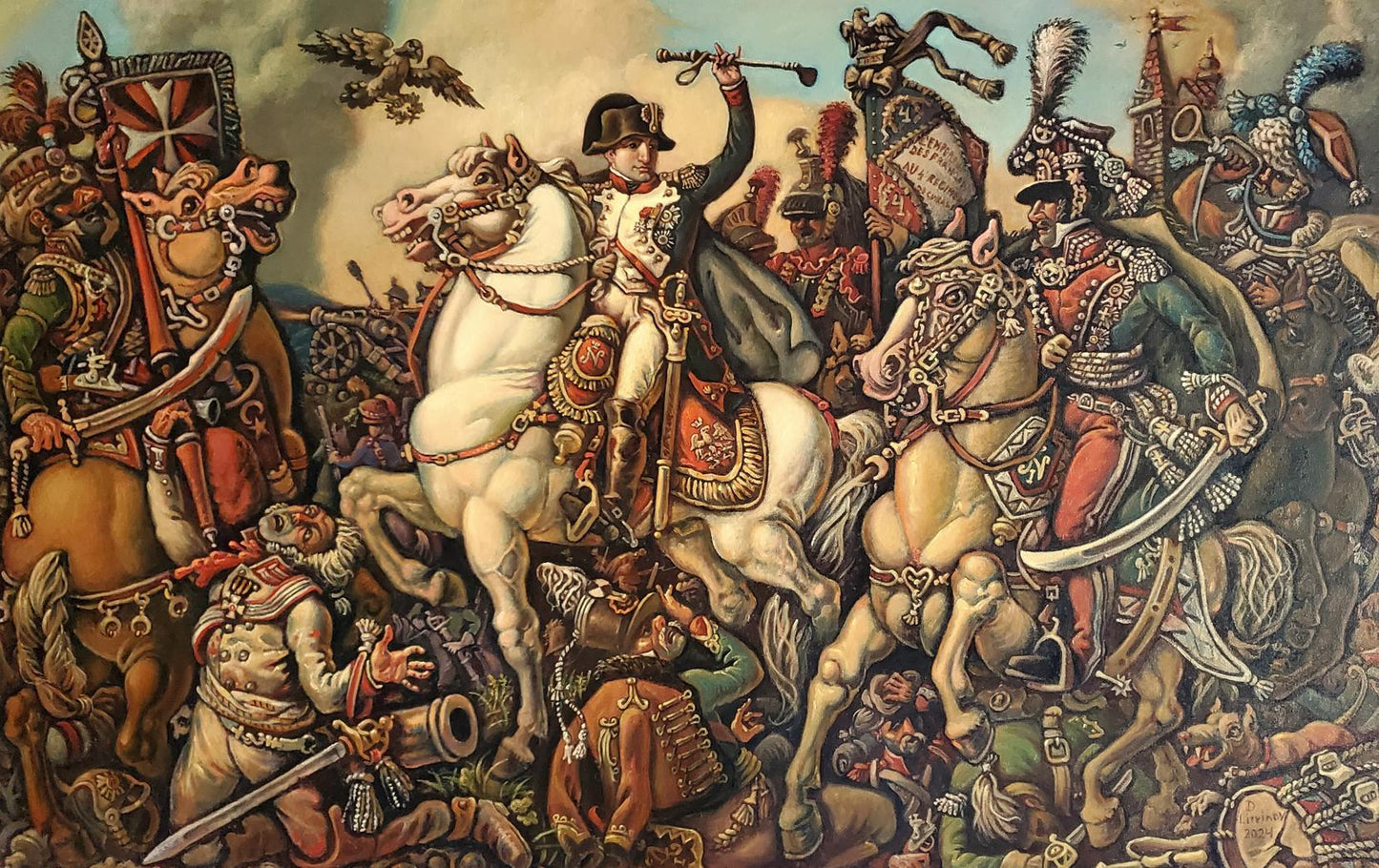 Oil painting of Napoleon at Austerlitz battle by Daniil Litvinov