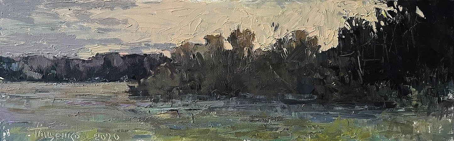 Oil painting Quiet Evening by Volodymyr Pashchenko serene landscape