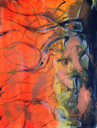 Vibrant acrylic painting The candle was burning by Olga Melezhik