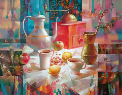 Abstract oil painting Morning Coffee Anatoly Tarabanov