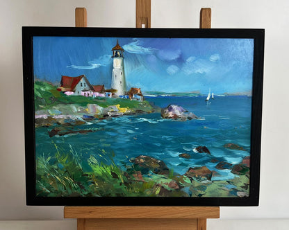Oil painting Sea lighthouse by Yuriy Suprunchuk coastal scene