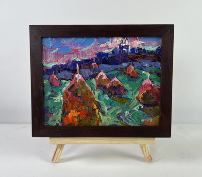 Oil painting The evening is falling silent by Oksana Ivanyuk in dark frame