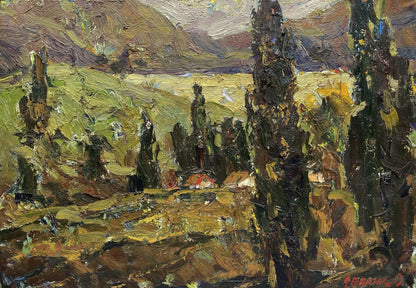 Impressionistic oil painting Evening in the Mountains by Oleksiy Ivanyuk