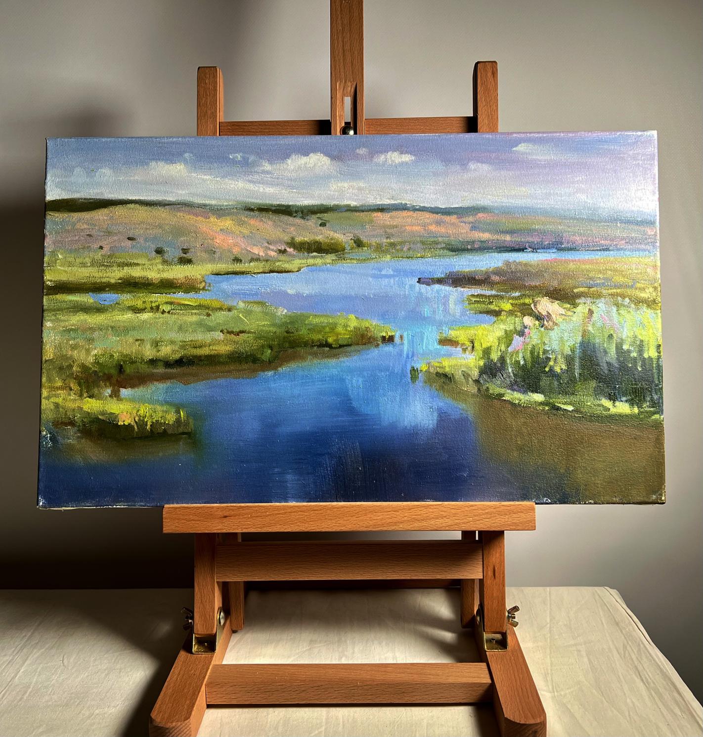 Oil painting Bright sunny summer day by Tatyana Derdey vibrant landscape
