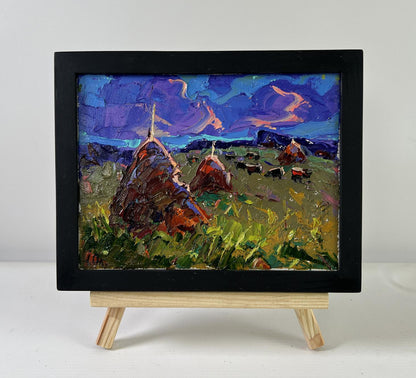 Oil painting Colors of Evening by Oleksiy Ivanyuk in black frame