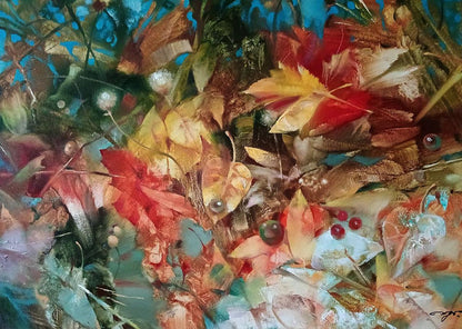 Abstract oil painting Autumn leaves Anatoly Tarabanov