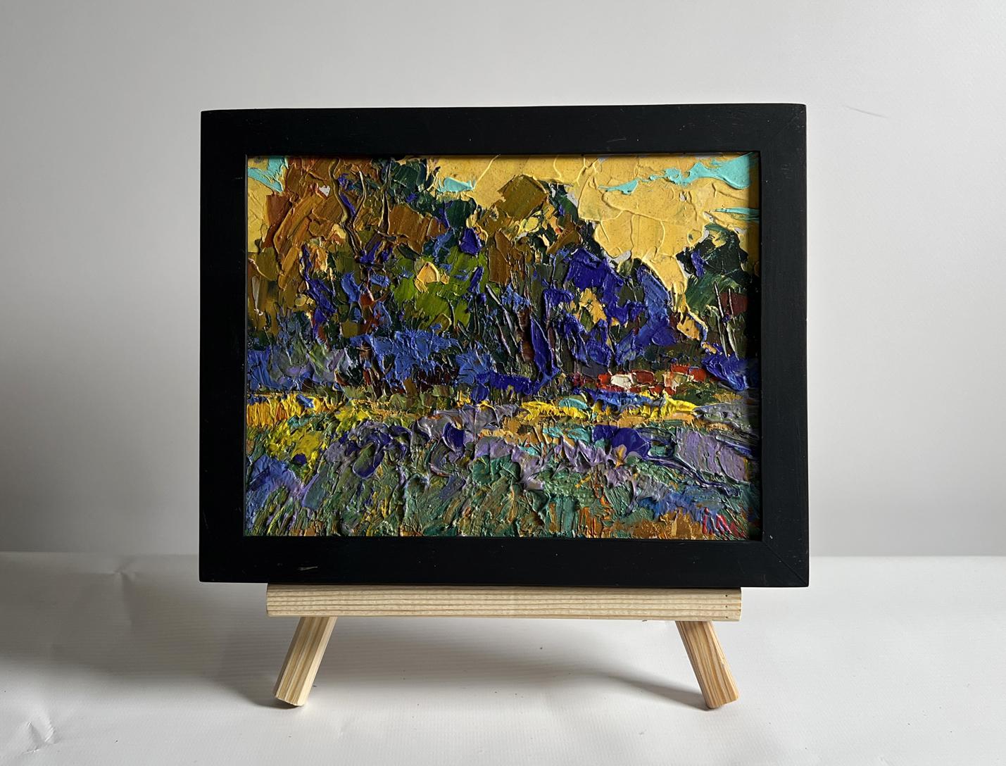 Oil painting Golden autumn evening by Oleksiy Ivanyuk in black frame